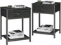 Furologee Nightstands Set of 2, Industrial End Table with Fabric Drawer&Storage Shelf, Small Bedside Table Organizer for Small Space for Living Room, Tall 23.6" Night Stand for Bedroom, Black Oak