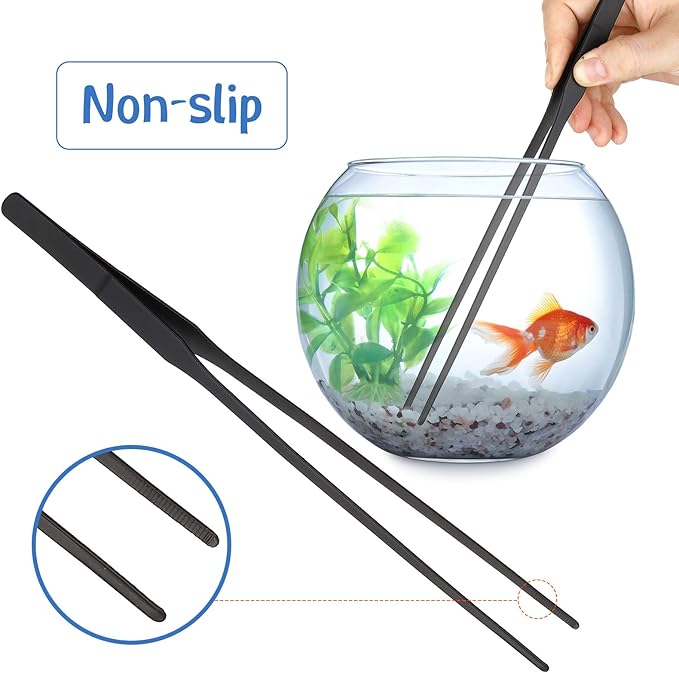 Weewooday 3 Pieces Axolotl Tank Accessories, Extra Long Tweezers for Aquarium, Coral Feeder Long Syringe, Fish Feeding Tongs Tweezers for Reef Roids Aquatic Plant Spider Snake Lizard-Mewly Pet