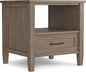 SIMPLIHOME Ela SOLID WOOD 20 inch Wide Rectangle Transitional End Table in Smoky Brown for the Living Room and Bedroom