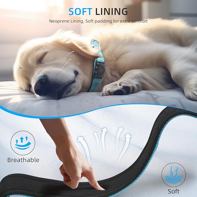 Upgraded AirTag Dog Collar, IP68 Waterproof Air Tag Dog Collar Holder, Reflective, Ultra-Durable, Comfortable Padded, Heavy Duty Dog Collars for Small Medium Large Dogs (XL (15.6"-22"), Blue)-Mewly Pet