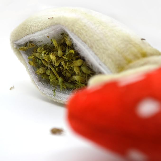 Meowijuana Refillable Cat Toys | Get Sprung - Ladybug and Mushroom Catnip Toys | Includes Potent Hand Harvested Catnip Grown in North America | Promotes Play and Cat Health-Mewly Pet