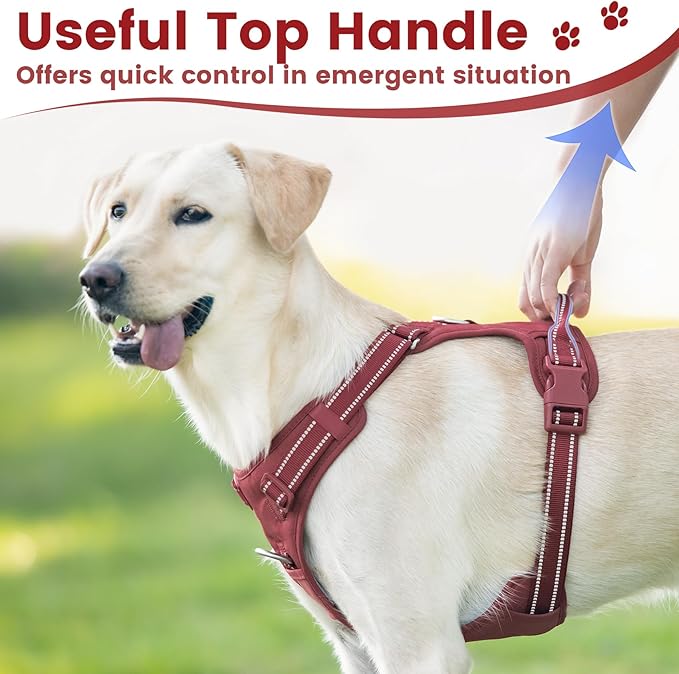 No Pull Dog Harness, Reflective Puppy Vest for Small Medium Large Sized Dog(Burgundy Red,S)-Mewly Pet