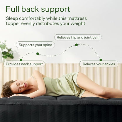Ultra Soft Queen Size Mattress Topper - Viscose Made from Bamboo Pillow Top Mattress Pad for Back Pain Relief - Naturally Cooling for Hot Sleepers, Black