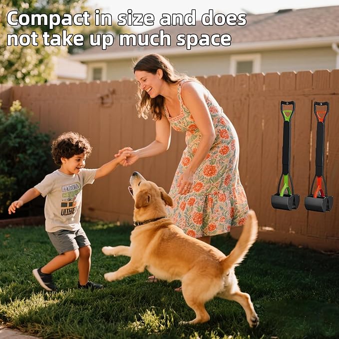 2 Pack 32 Inch Foldable Dog Pooper Scooper,Dog Poop Pick Up Tool for Large&Small Dogs,Sturdy & Light Weight,Easy to Carry and Clean-Mewly Pet