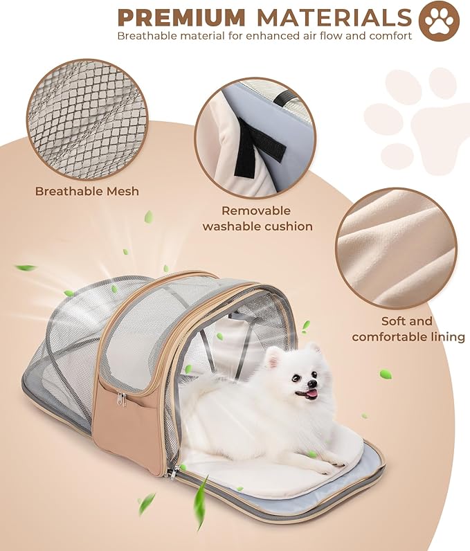 Expandable Pet Carrier Backpack, Cat Carrier Backpacks with Breathable Mesh for Cats Small Dogs Puppies Up to 25 Lbs Airline Approved Waterproof Travel Carrier with Safety Buckle for Hiking & Flights-Mewly Pet