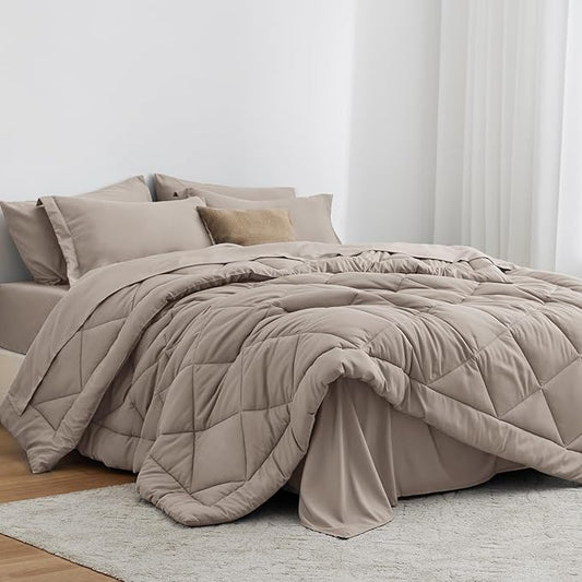Love's cabin Twin Comforter Set Burlwood, 5 Pieces Twin Bed in a Bag, All Season Twin Bedding Sets with 1 Comforter, 1 Flat Sheet, 1 Fitted Sheet, 1 Pillowcase and 1 Pillow Sham