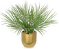 Hollyone Large Artificial Potted Plants Fake Palm Plants 13" Faux Tropical Palm Plant Tree in Gold Metal Pots for Home Room Office House Indoor Decoration