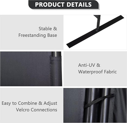 JAXPETY Room Divider Panel 6Ft Privacy Screen Wall Dividers for Room Separation Flexible Partition Folding Portable Room Partition for Office 88" W x 73" H, Black