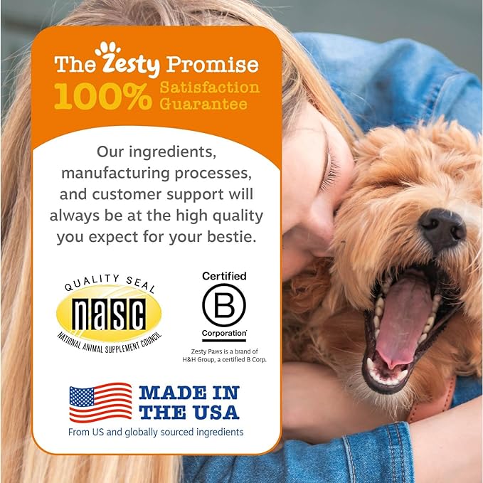 Zesty Paws Probiotics for Dogs, Digestive Enzymes Gut Flora, Digestive Health, Diarrhea & Bowel Support, DE111, Dog Probiotics Soft Chew for Pet Immune System, Chicken, 90 Ct-Mewly Pet