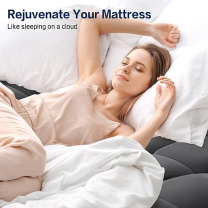 SOPAT Mattress Topper Twin Size Extra Thick Mattress Pad 8-21" Deep Pocket Soft Down Alternative Fill Mattress Protector Pillow Top Mattress Cover (39x75 Inches, Dark Grey)