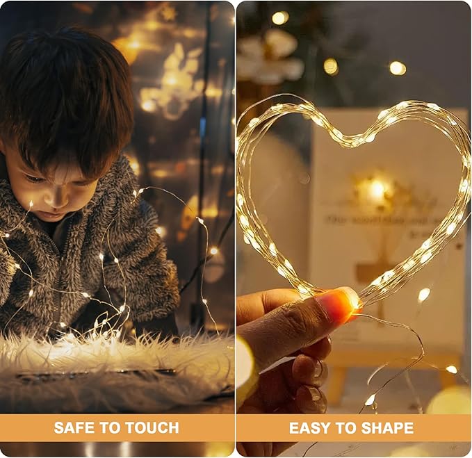 20 Pack Fairy Lights Battery Operated - 3 Speed Modes, 7Ft 20 LED String Twinkle Lights, Waterproof Copper Wire, Mini Firefly Light for Mason Jars Vases Christmas Decor, Warm White