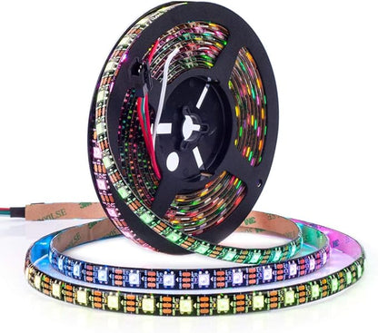 BTF-LIGHTING WS2812B RGB ECO LED Strip, Chasing Effects 5050SMD Individually Addressable 16.4FT 60Pixels/m 300Pixels Flexible Dream Color IP65 for Bedroom DIY Projects DC5V(No Adapter or Controller)