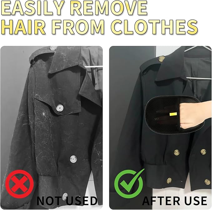 3 Pcs Pet Hair Removal Glove, Electrostatic Pet Hair Removal Gloves, Reusable Cat and Dog Hair Remover, for Couch, Carpet, Furniture, Car, Bedding, Cat Grooming Gloves-Mewly Pet