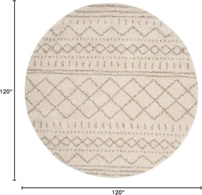 SAFAVIEH Arizona Shag Collection Area Rug - 10' Round, Ivory & Beige, Moroccan Design, Non-Shedding & Easy Care, 1.6-inch Thick Ideal for High Traffic Areas in Living Room, Bedroom (ASG741A)