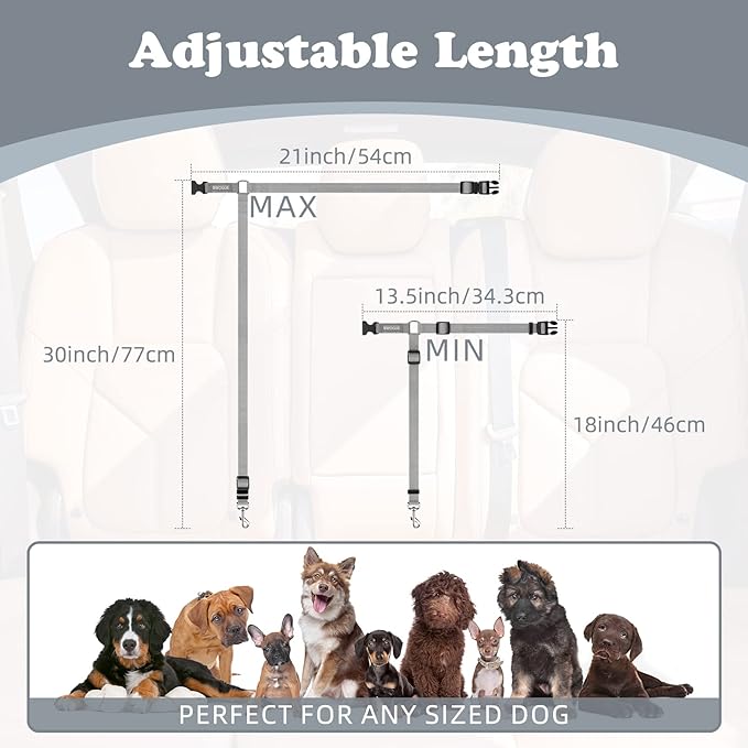 BWOGUE Pet Dog Cat Seat Belts, Car Headrest Restraint Adjustable Safety Leads Vehicle Seatbelt Harness (1 Pack)-Mewly Pet
