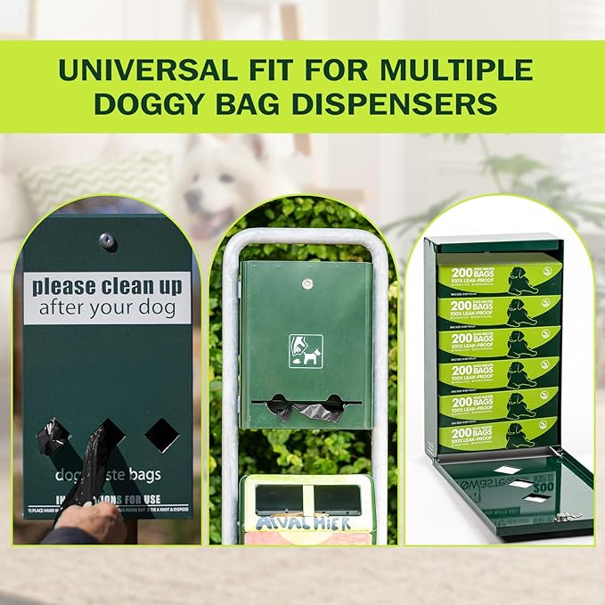 Harloon 6000 Counts Dog Poop Waste Bags 30 Rolls Extra Thick Strong Leak PET Proof Bags Disposable Bulk Universal Doggy Roll Waste Box for Puppy Outdoor Walking Travel(Black,13 x 9 Inches)-Mewly Pet