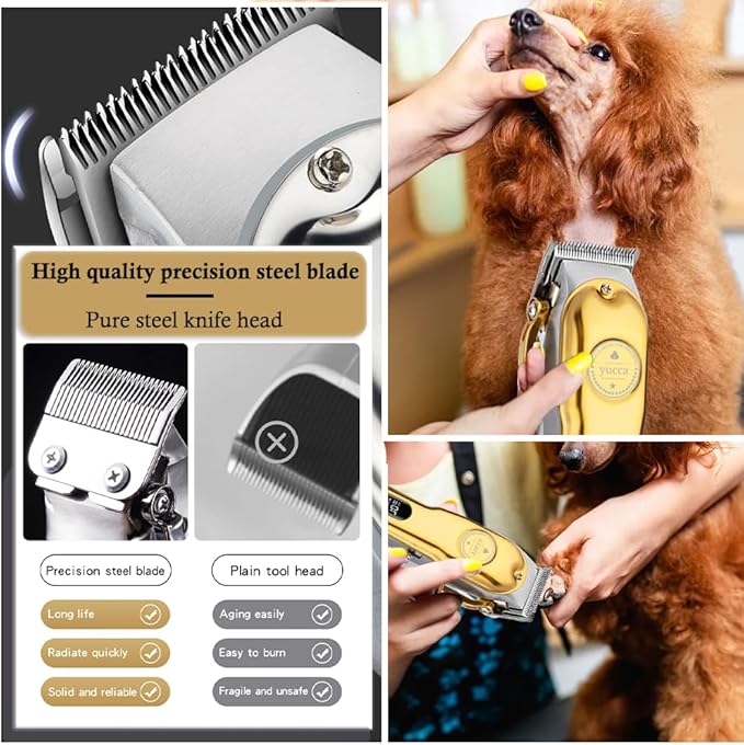 Yucca Dog Grooming Clippers for Thick Coats, Cordless, Professional Animal Clippers with 7000 RPM Powerful Motor-Mewly Pet