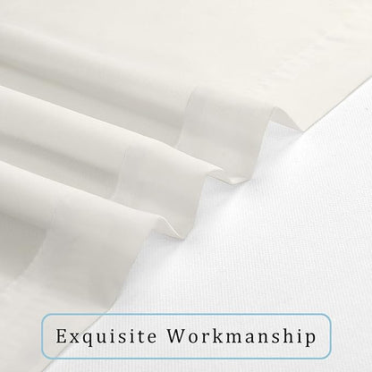 OWENIE Sheer Curtains Living Room 54 inches Long, Rod Pocket Curtain Sheers Bedroom, Light Filtering Voile Panels Drapes Basement Small Window Treatments 2 Panels, 42" W x 54" L, Ivory