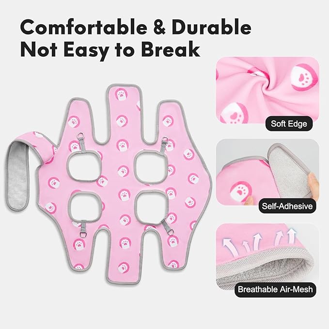 Supet Cat Grooming Hammock, Soft Fabric Nail Clipper Hammock, Self-Adhesive Wrap for Cutting Nails, Quickly Calm Down for Medicine, Teeth Brushing, Ear Cleaning-Mewly Pet