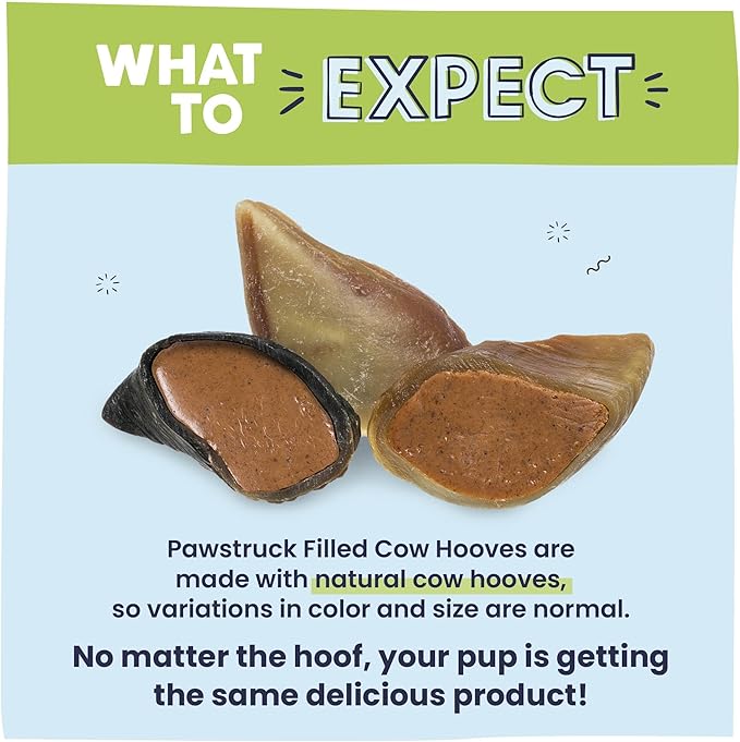 Pawstruck Peanut Butter Filled Cow Hooves for Dogs – Made in USA, Long-Lasting Dental Treats and Chews – Beef Hoof – 5 Count – Packaging May Vary-Mewly Pet