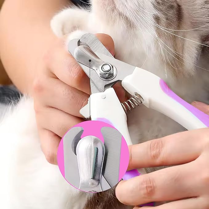 Cat Nail Clippers for Beginners and Groomers - Durable pet trimmer - Supplies with Safety Guard, Avoid Overcutting - Grooming Tool for Small Animals Tiny Dog Indoor Cat Bunny Rabbit Bird Kitten (Pink)-Mewly Pet