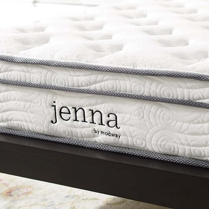 Modway Jenna 8” Innerspring and Memory Foam Narrow Twin Mattress With Individually Encased Coils White