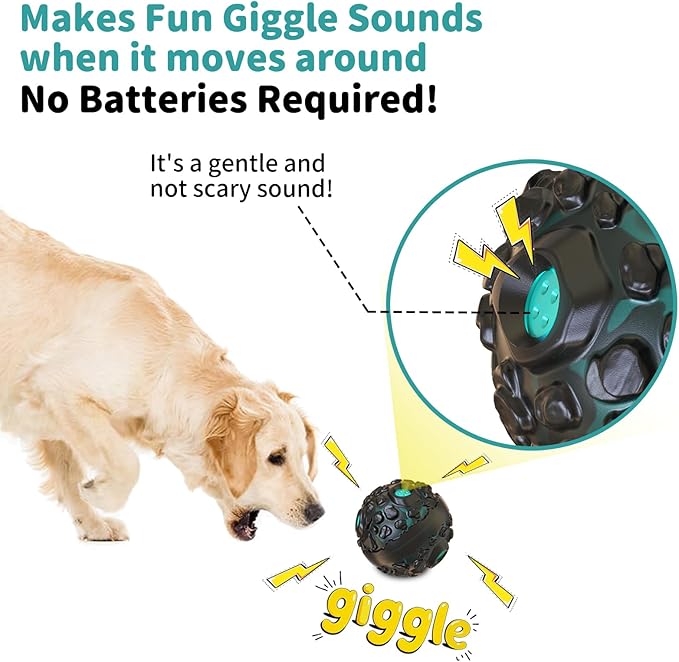 Dog Ball for Aggressive Chewers - Interactive Dog Toy Balls Fun Squeaky Sound to Keep Them Busy, Durable for Small Medium Large Breeds, Rubber Pet Chew Toys, As Seen on TV, Black & Lake Blue-Mewly Pet