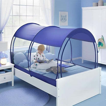 Alvantor Mosquito Net Bed Canopy Tents Dream Privacy Space Twin Size Sleeping Tents Indoor Pop Up Portable Frame Breathable Cottage Blue (Mattress Not Included)