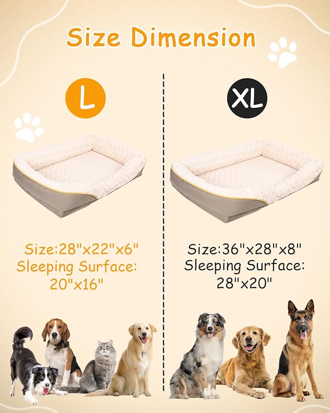 Washable Orthopedic Dog Bed for Medium Dogs, Waterproof Dog Bed with Bolster, Big Couch Sofa with Removable Cover & Non-Slip Bottom-Mewly Pet
