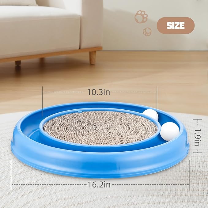Cat Scratching Board with Balls for Cats Grinding Claw, Round Cat Scratcher Interactive Toy, Cat Ball Track Scratcher Pad for Cats Exercise Play(Grey)-Mewly Pet