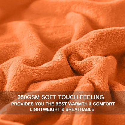 Soft King Size Blanket for All Season Warm Fuzzy Microplush Lightweight Thermal Fleece Summer Autumn Fall Winter Spring Blankets for King Calking Bed Couch Sofa,90x108 Inches,Orange