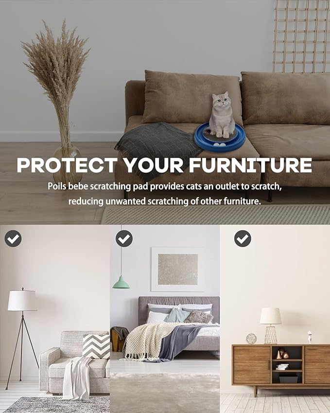 Interactive Cat Ball Track Toy for Indoor Cats, Cat Scratching Board & Exercise Set for Bored Indoor Adult and Kitten Mental & Physical Stimulation, with Spare Ball to Prevent Loss (Blue)-Mewly Pet