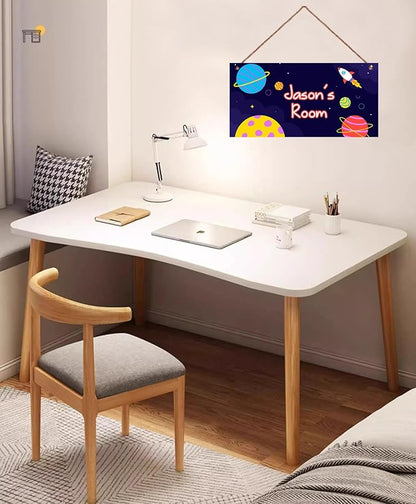 Personalized Outer Space Sign Universe Theme Door Décor For Kids Room Custom Name Little Man Cave Wall Art Decor, Planet Rocket Floral Nursery Art Plate For Girls Room Boys Bedroom