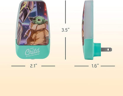 STAR WARS LED Night Light, Baby Yoda, Plug-in, Dusk to Dawn Sensor, The Mandalorian, Grogu, UL-Certified, Cute Nightlight for Kids, Bedroom, Bathroom, Hallway, Game Room, Gifts, 53364