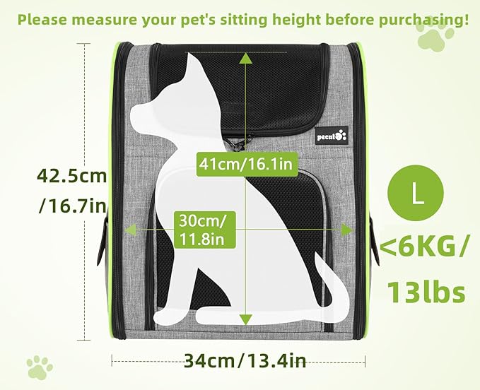 Pecute Cat Carrier Backpacks, Expandable Cat Backpack with Breathable Mesh, Pet Carrier Backpack for Cats Small Dogs Puppies Up to 17 Lbs, Dog Carrier Backpack Great for Travel Hiking Camping Outdoor-Mewly Pet