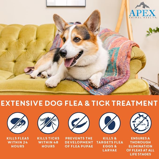 Apex Plus Flea and Tick Prevention for Dogs | Small (5-22 lbs) | 3-Month Supply | Dog Flea and Tick Treatment | 24-Hour Activation, Waterproof, 30-Day Protection-Mewly Pet