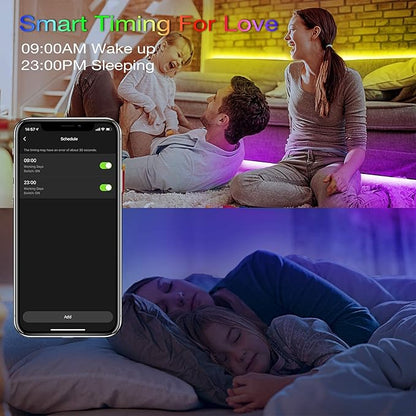 hyrion Smart LED Lights for Bedroom 100ft, Voice Control Strip Lights with Alexa and Google Assistant, RGB Color Changing, Music Sync WI-FI Led Lighting with App Controlled for Room Decor(2 * 51ft)
