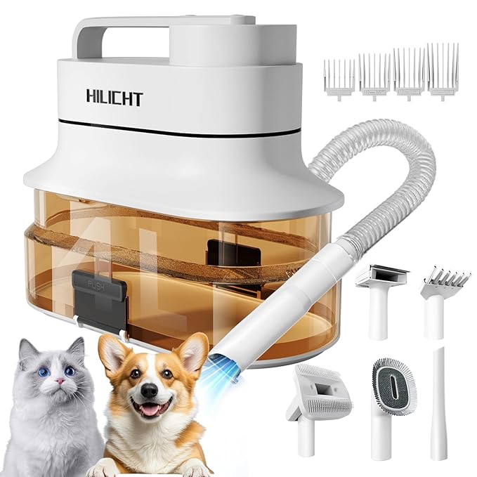 Dog Grooming Kit, Dog Hair Vacuum with Nail Clipper and 4L Dust Cup, 6 Pet Grooming Tools, Silent Pet Vacuum for Cats, Dogs and Other Animals-Mewly Pet