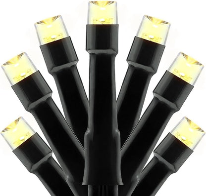 YULETIME 100 ft 300 Count Warm White LED String Lights with 8 Models Adapter, Black Wire Wide Angle 5mm Christmas Lights (Warm White - Black Wire)