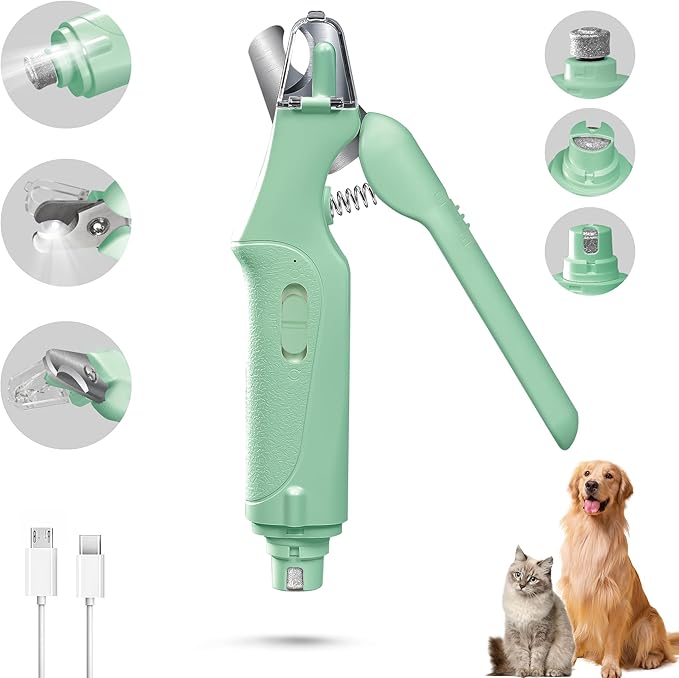 2 in 1 Dog Nail Clippers & Cat Nail Clippers Trimmers for Large Medium Small Dogs Cats Claw Trimmer Quick Sensor and Safety Guard USB Rechargeable with 2 LED Lights Dogs Nail Trimmer-Mewly Pet