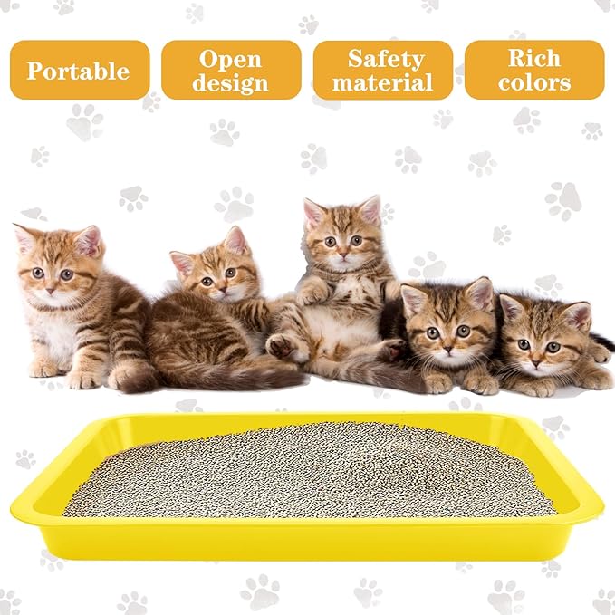 4 Pcs Open Small Kitten Litter Box, 15x12x1.4 Inch Low Entry Mini Open Cat Litter Box Rabbit Litter Pan Portable Shallow Litter Box Waterproof Travel Toilet for Bunny Guinea Pig Small Pet-Mewly Pet