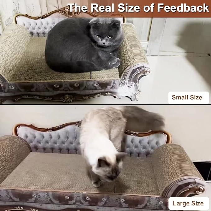 Sofa Shaped Scratching Couch,Thick Scratching Cardboard, Lounge Bed for Indoor Rest&Play, Sofa Scratcher Pad (23 "L X 12.2" W X 10.6 "H)-Mewly Pet