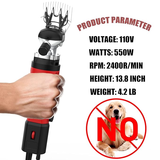 550W Professional Electric Sheep Clipper, 6 Speeds Heavy Duty Dog Shears for Thick Fur-Mewly Pet