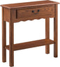 Leick Home Wave Solid Wood Console Table with Drawer and Shelf, Medium Oak, 28 in W x 8 in D x 28 in H, Entryway, Hallway, Landing Table, 9021-MED