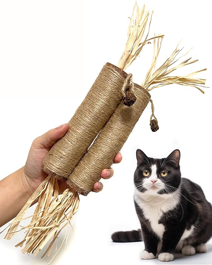 14.96 Inches Huge Silvervine Sticks Cat Toys, Large Natural Catnip Kittens Chew Toy for Teeth Cleaning,Big Catmint Blend Stick, Dental Kitty Chews for Indoor(2 Pack)-Mewly Pet