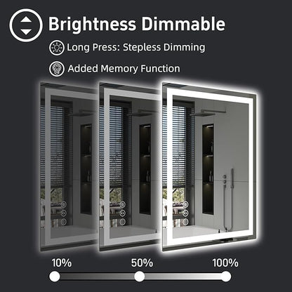 36"x 28" LED Bathroom Mirror with Lights, Anti-Fog, Dimmable, 3 Colors Front and Backlit LED Mirror for Bathroom, Lighted Bathroom Vanity Mirror for Wall Mounted Horizontal/Vertical