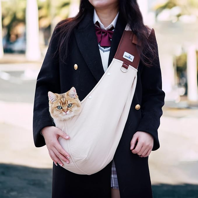 Dog Sling Carrier for Small Dogs - Front Dog Carrier with Adjustable Strap - Hands Free Pet Papoose Bag for Chest - Suitable for Puppy, Small Dogs, and Cats for Outdoor Travel,15 lbs-Mewly Pet