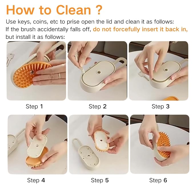 Cat Water Brush for Shedding,Water Comb for Dogs, Water Heat Grooming,3 in 1 Pet Comb For Dog Massaging,Hair Self Cleaning and Removal, Pet Hair Brush Steam For Indoor Cats and Dogs-Mewly Pet