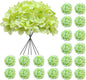 20 Pcs Green Hydrangea Artificial Flowers Bulk, Faux Hydrangea Flowers Heads, Artificial Fake Silk Hydrangea Flowers with Stems, Green Flowers Artificial for Decoration Wedding Décor Crafts