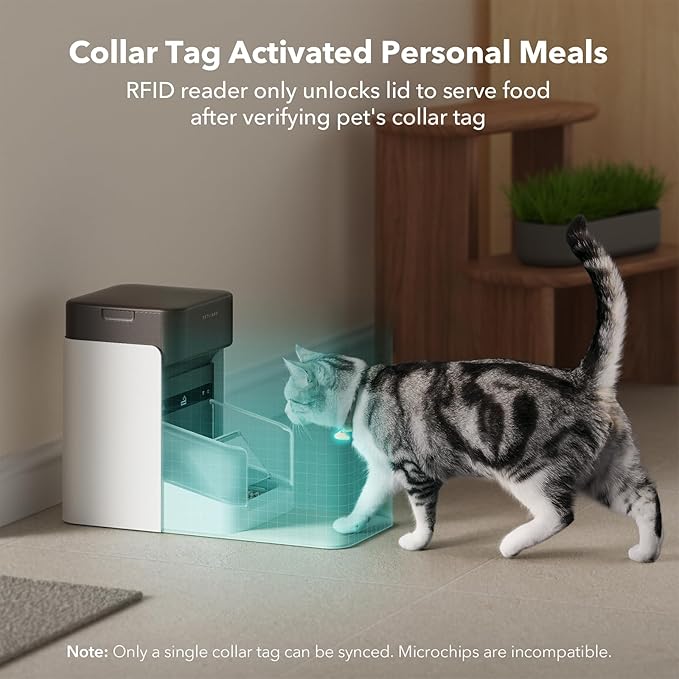 Bundle of PETLIBRO Upgraded RFID Automatic Cat Feeder, 2 Packs 5G Wi-Fi Automatic Pet Feeder, 3L Auto Cat Feeder App Control with Light Collar Tag + PETLIBRO 6 Packs Pet Food Desiccant Bag-Mewly Pet